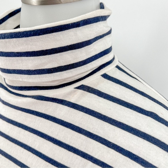 J Crew Stripped White/Blue Tissue Turtleneck - Picture 6 of 6